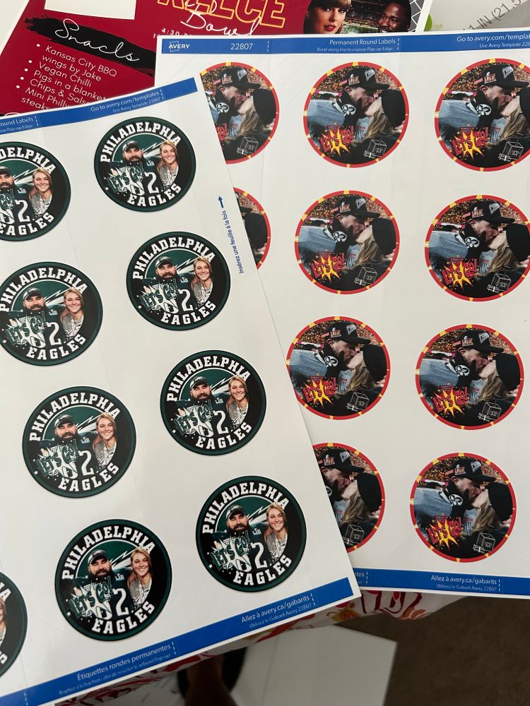 Philadelphia Eagles stickers with jason and Kylie Kelce.