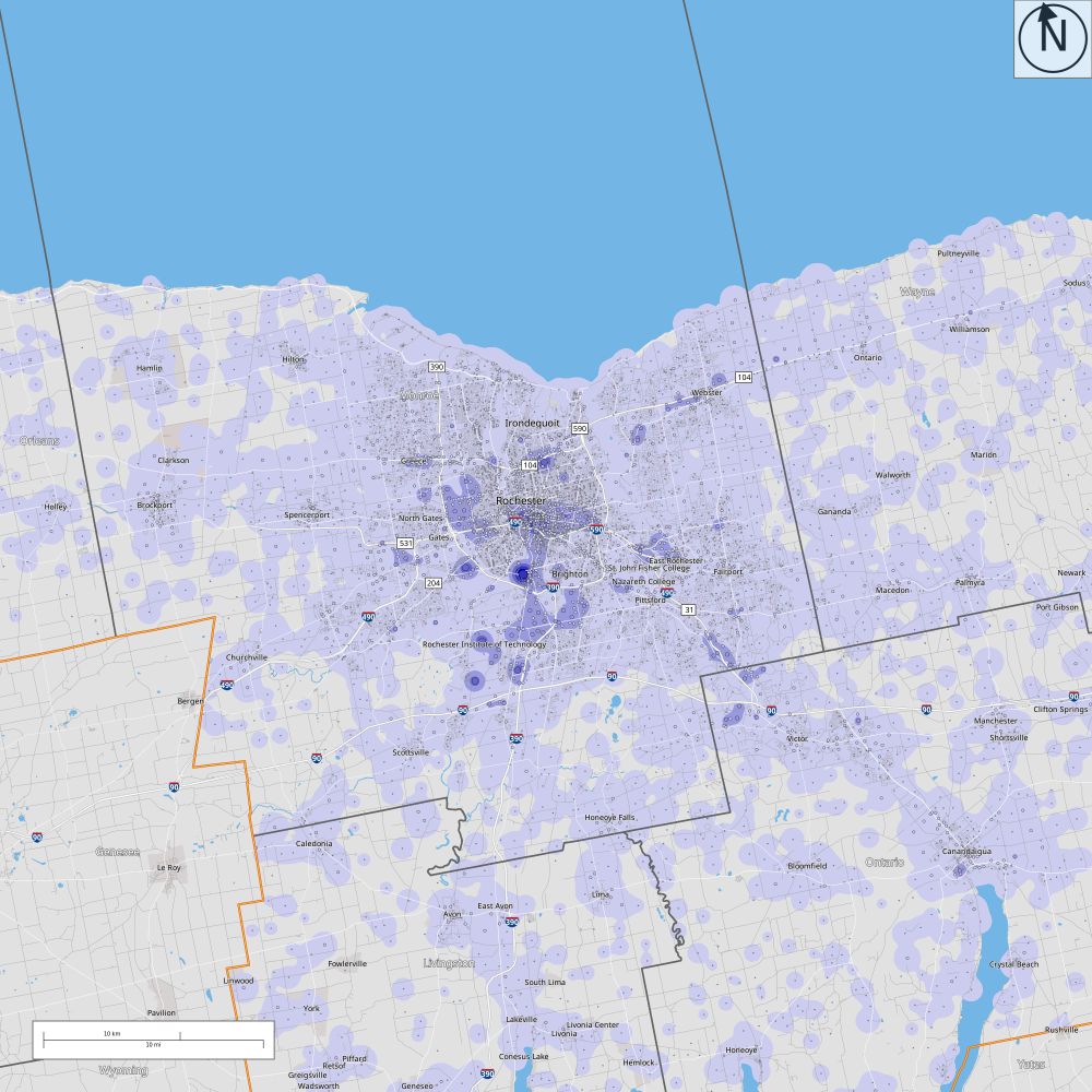 Data from OnTheMap by the US Census showing job Clusters within the Rochester MSA.