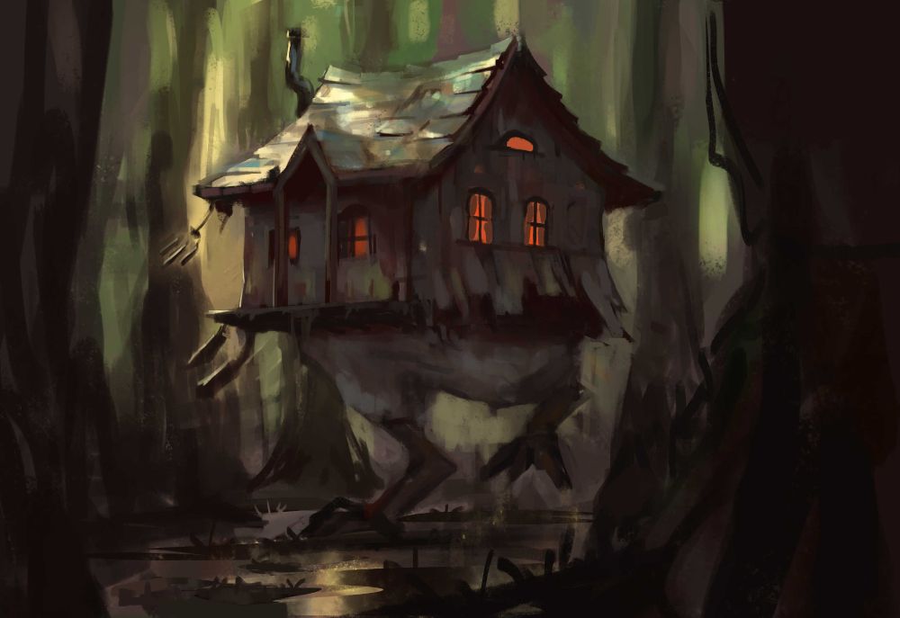 A Swampy baba yaga house painted on my livestream at twitch.tv/jstiller30  