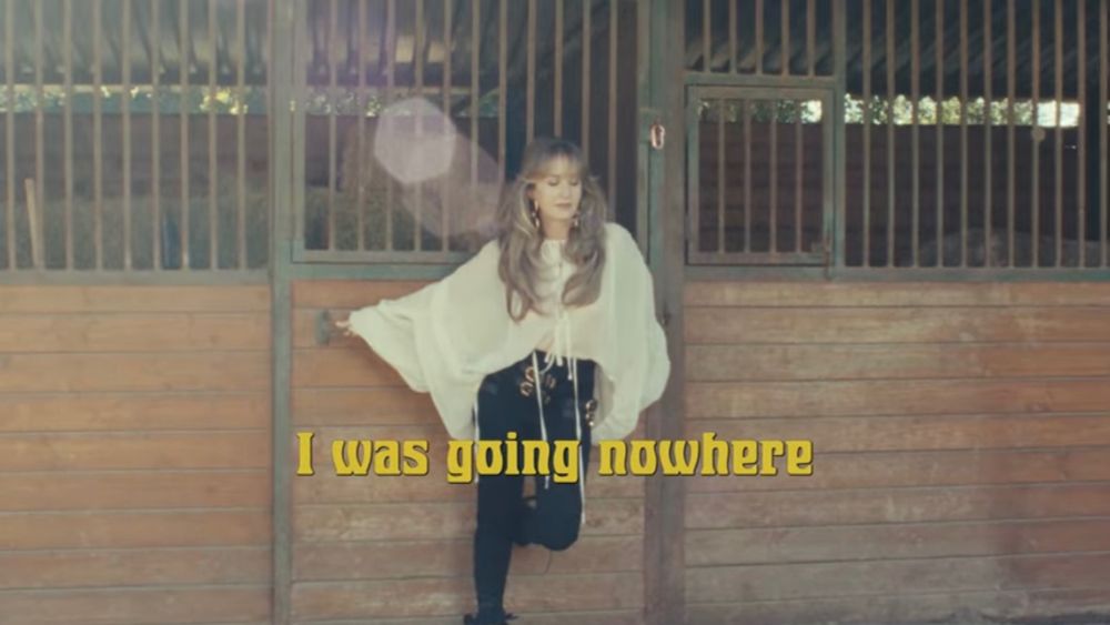 Screenshot of a lyric video from Margo Price, it says “I was going nowhere”