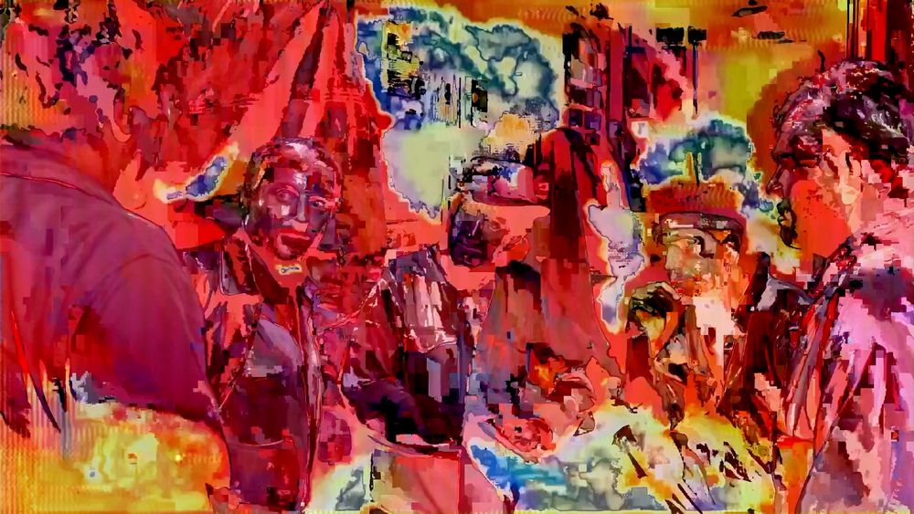 A still frame of the video posted above, featuring heavily glitched and distorted visuals from the film "Sorceror"