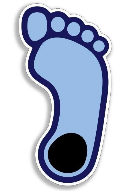 tar heel logo featuring the bottom of a blue foot with a black tar spot on the heel