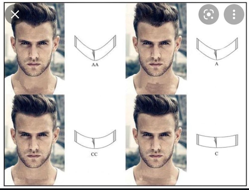 Hairlines C&CC are great for guys in their 20's that haven't lost much hair on the sides, men as we get older lose hair on the side and need more of a recessionary the temples more like A, their are B curvatures that fit in between it's  important to have a stylist that understands this 