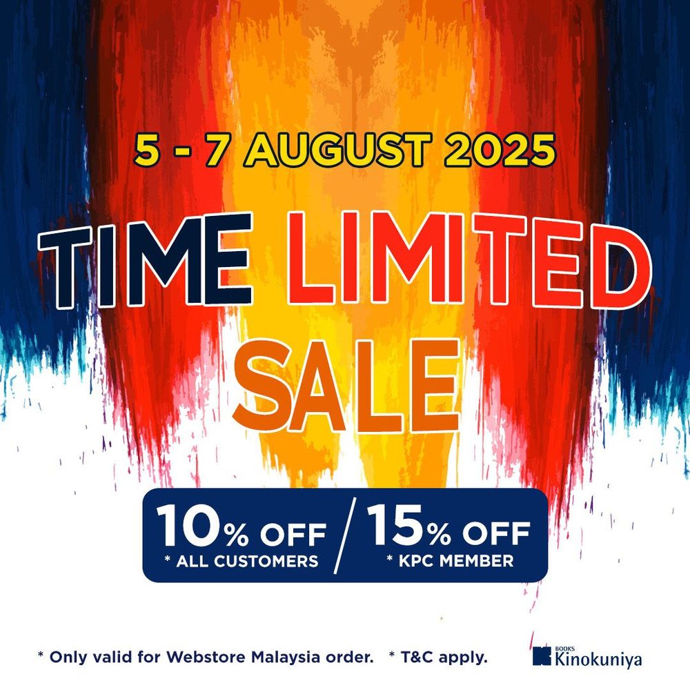 kinokuniya malaysia online sale poster. 5-7 August 2025, 15% off for KPC members and 10% off for all other customers.