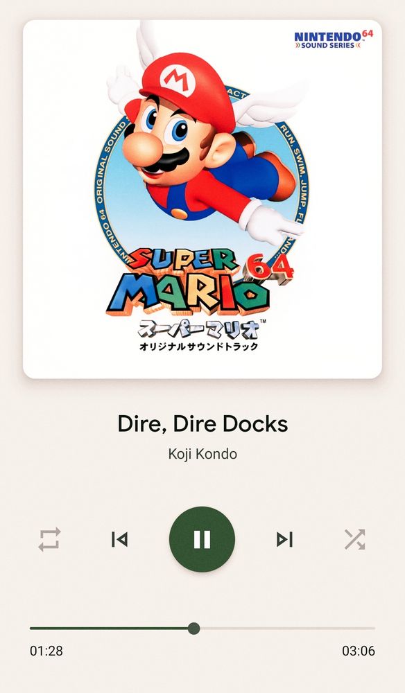 La bande-originale de Mario 64 artisanalement concoctée par mes soins dans mon téléphone.