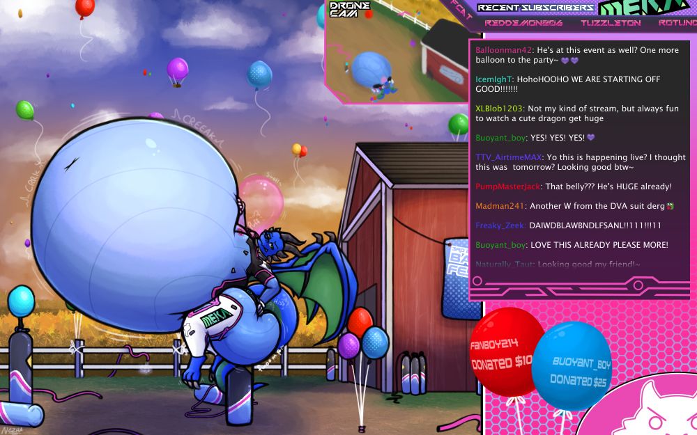 D.VA Derg showing off a bellyful of helium while sitting on the tank. Cost going crazy for it~