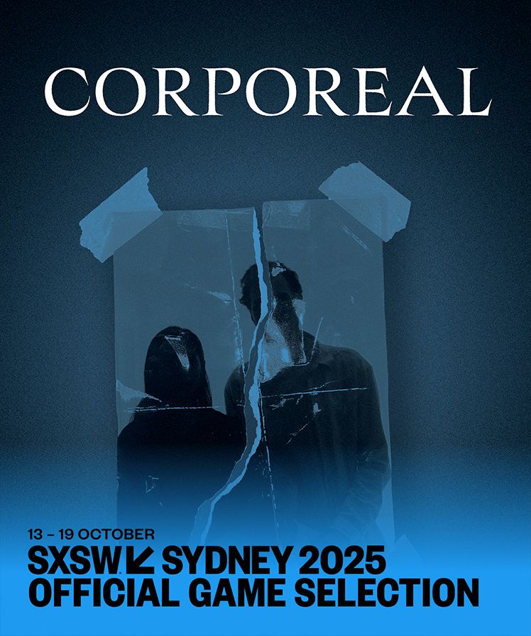 CORPOREAL key art with the SXSW Sydney logo over a torn family portrait.