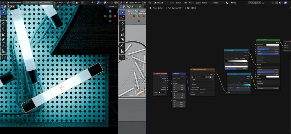 Material node setup for Neon Tubes 