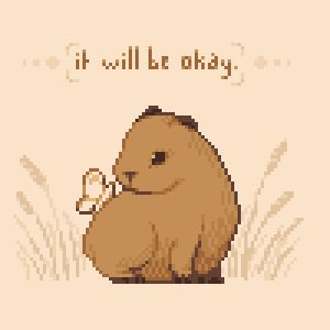 a baby capybara with a butterfly