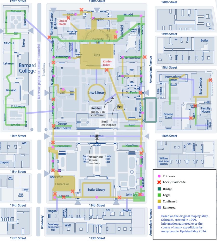 columbia university utility tunnels map dated 2014 from wikiCU