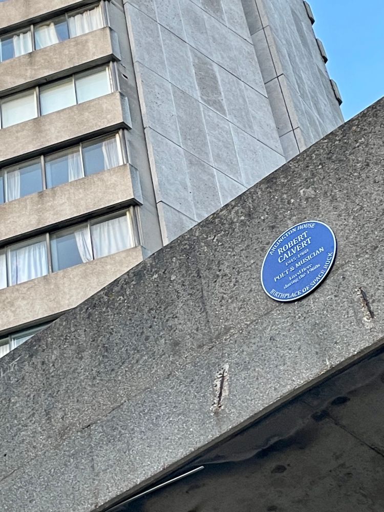 Blue plaque for Hawkwind’s Robert Calvert on the side of Arlington House in Margate
