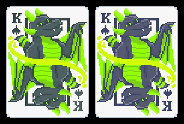 balatro styled spade king of Asp, a black and lime green poison wyvern. Lime green poison erupts from his stinger.