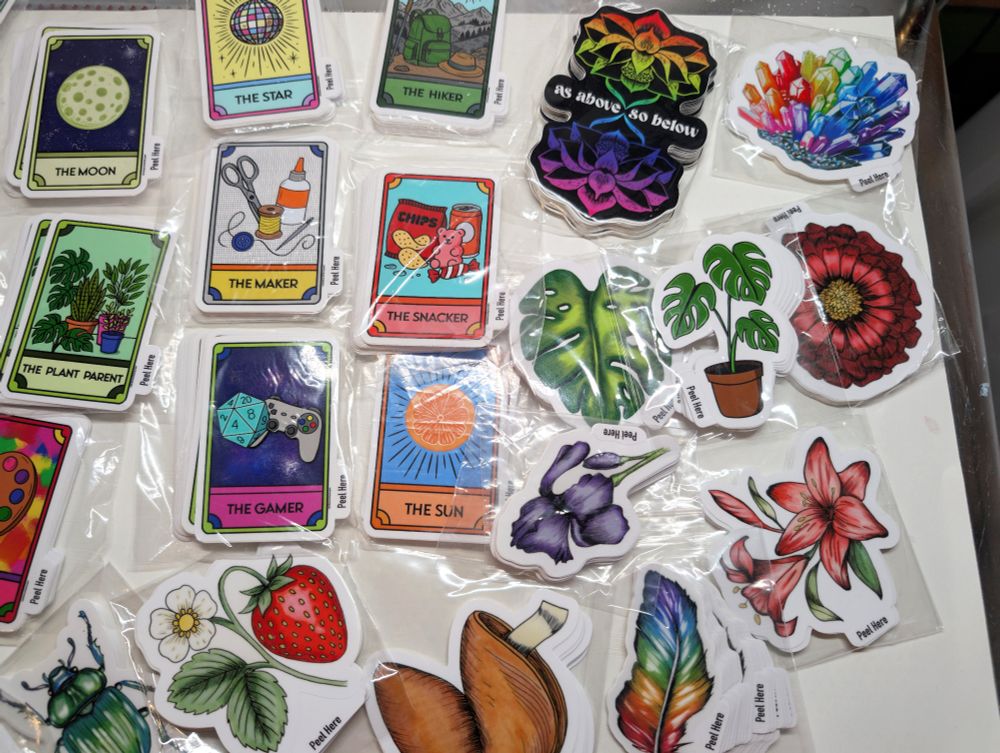 Photo of several colorful stickers