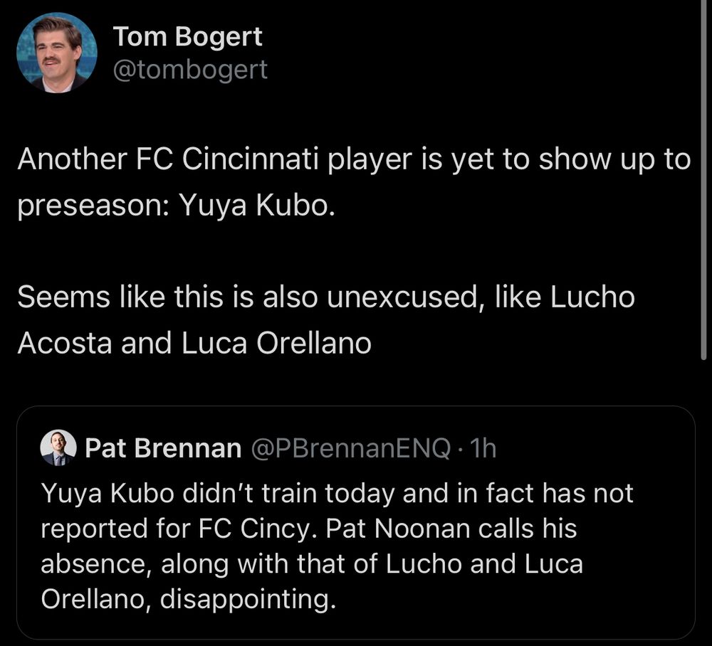 tommy bluescoops reporting that kubo hasn’t reported for training 