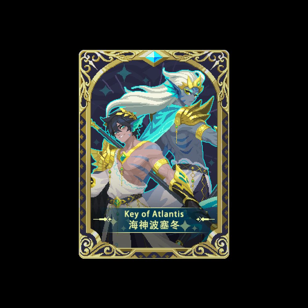 "poseidon, king of the sea" skin portrait from the mobile game Soul Knight