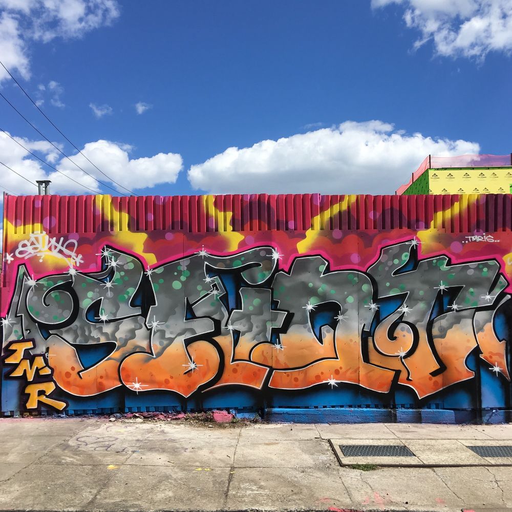 Piece by Saint for the Bushwick Collective in Bushwick in Brooklyn, New York. 