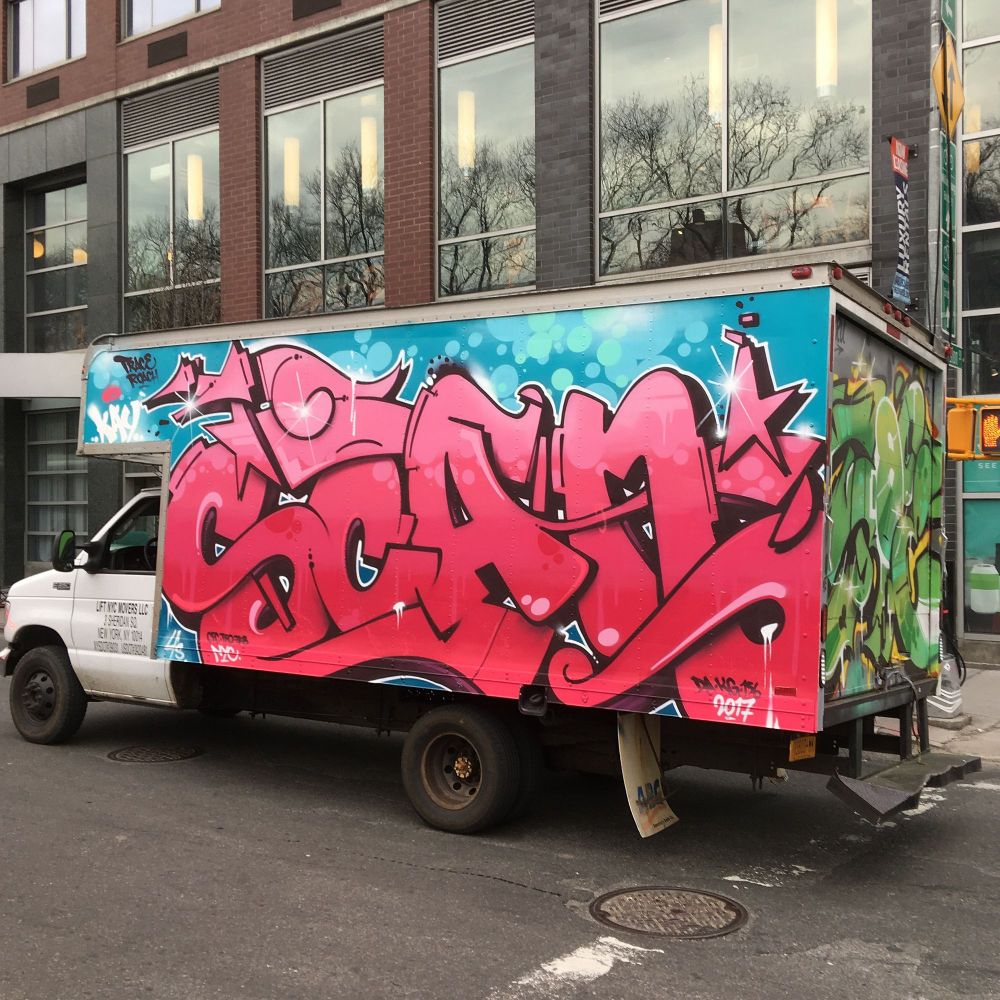 Truck art by Scaner and Trace on the Lower East Side in Manhattan, New York. 