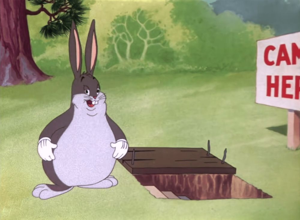 An image of a large rabbit, he is nude