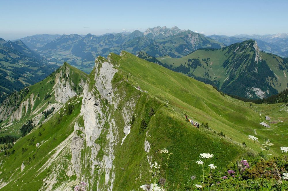 Scenic view of the mountains from Rochers de Naye, showcasing the stunning landscape of Veytaux, Switzerland.