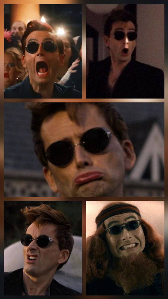 Crowley making different silly faces and still looking hot.
