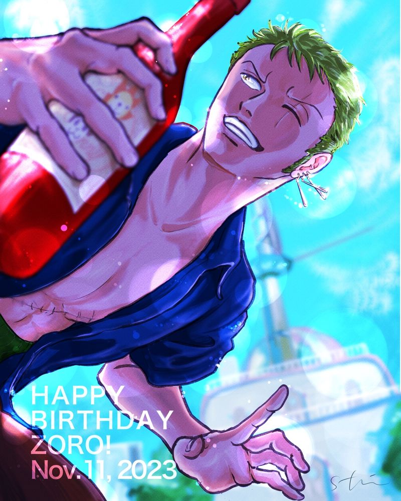 お酒でご機嫌ゾロ
2023年誕生日絵