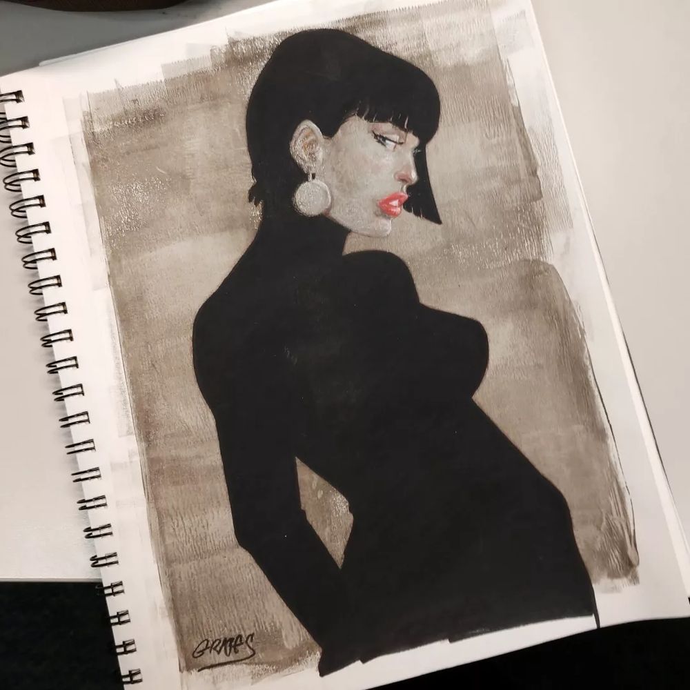 Multi media gray toned work. Silhouette of a woman