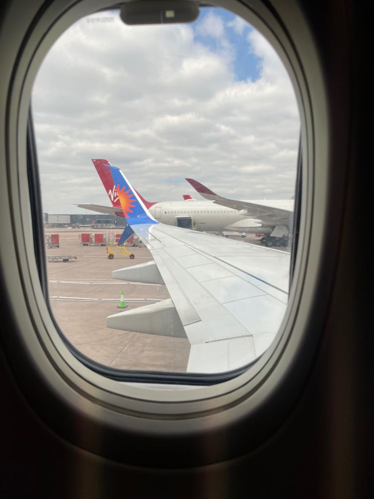 Image taken from plane window of the wing.