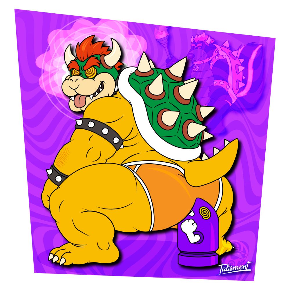 Bowser Day
Bowser’s not stomping castles anymore—he’s stomping around obedient and glassy-eyed after a deep session with Master Blake.
One swirl of that spiral and the Koopa King became a drooling, dazed minion, eager to serve and loving it. 🌀

#BowserDay #HypnoBear
