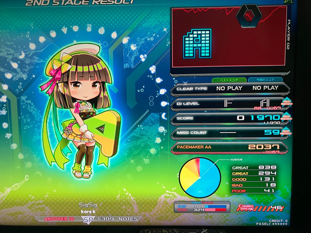kors k: SigSig
SPA Lv. 10, RANDOM OPTION: OFF, CLEAR with DAN GAUGE