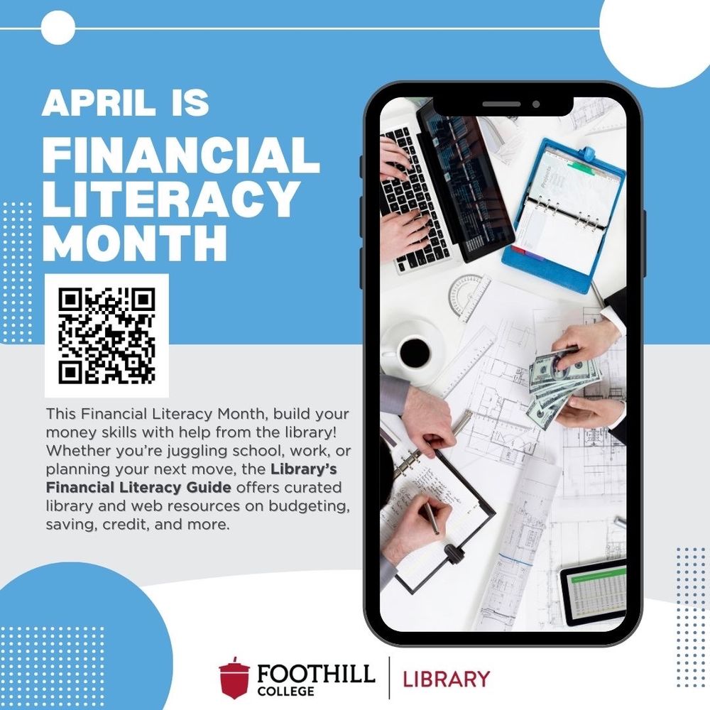 Image of QR code with link to library Financial Literacy LibGuide.