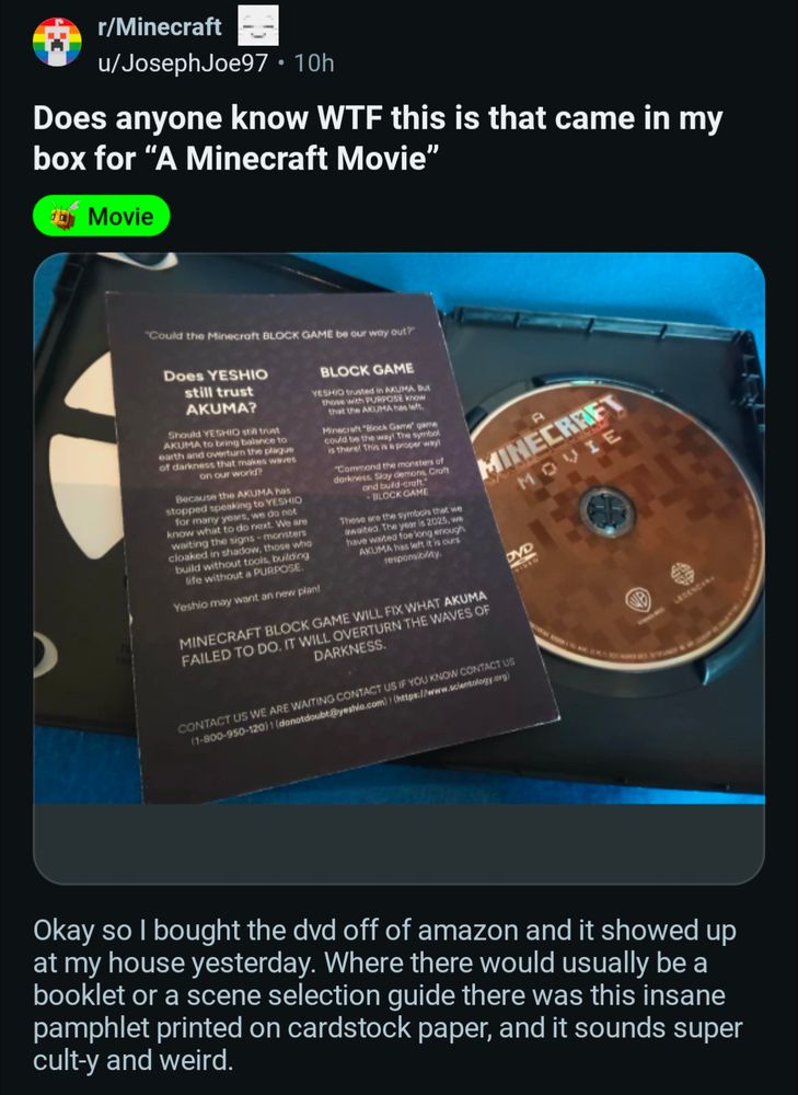 redditor finds Scientology pamphlet alongside dvd box set