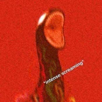 Deep-fried image of a dinosaur toy, with the text "intense screaming" 