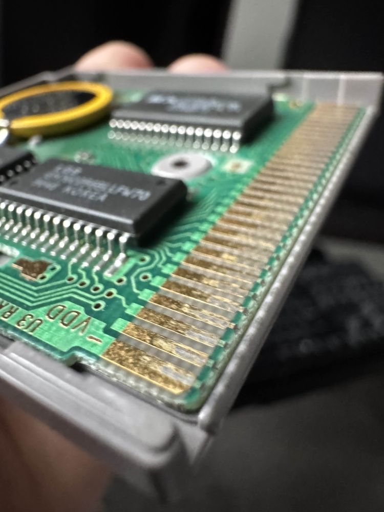 The exposed internals of a gameboy cartridge