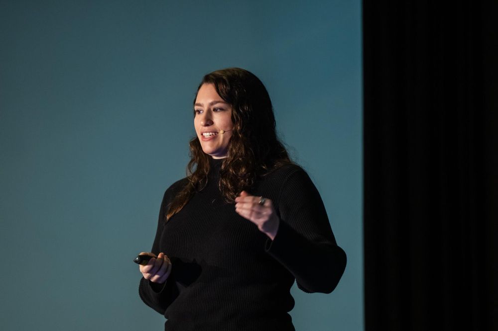 Live action shot of Stefanie Molin delivering the Data Day keynote at PyCon Lithuania 2025. Source: PyCon Lithuania photographer.