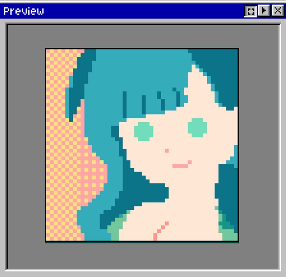 Pixel Art de uma garota sorridente