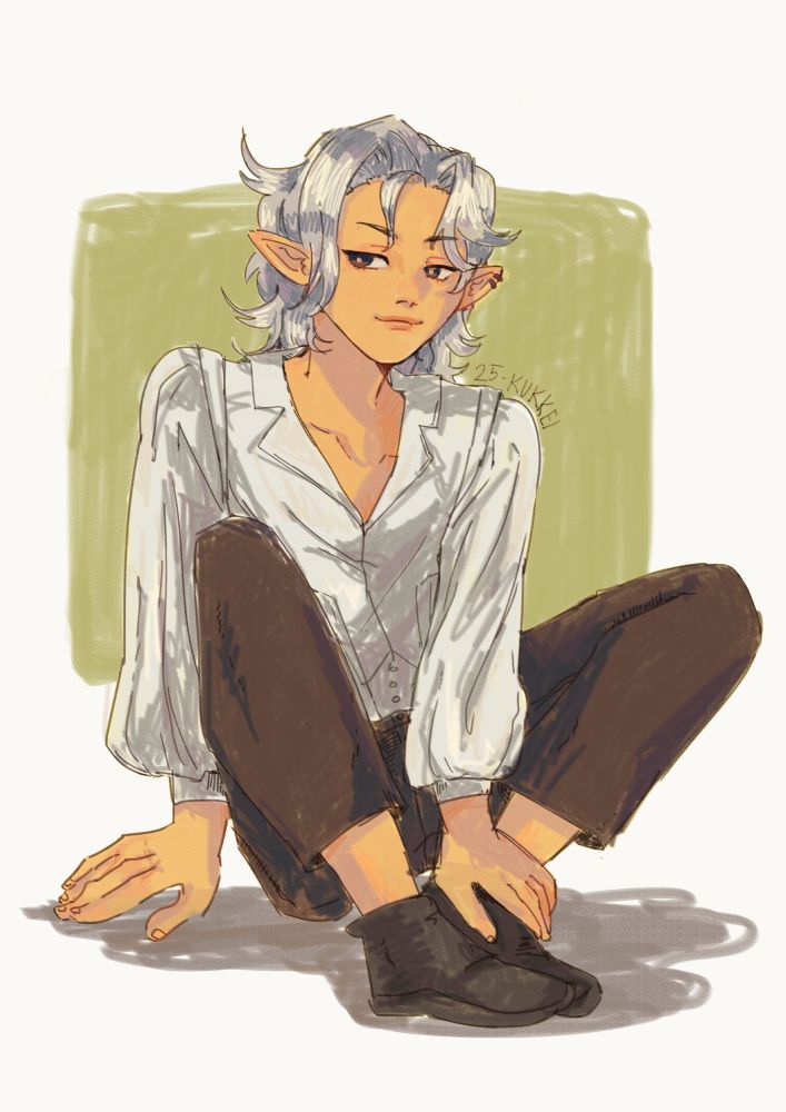 digital art of half-elf boy