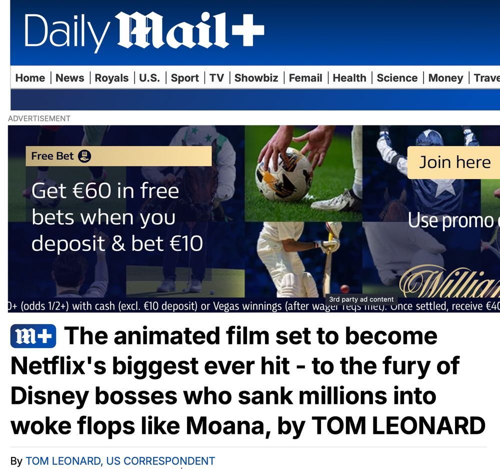 Some loser for the Daily Mail thinks that Moans is a "woke flop". Lol.