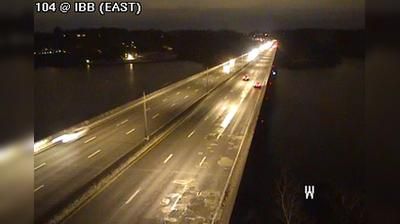 Traffic cam looking east over NY highway 104 of a bridge traversing the Irondequoit Bay leading into Lake Ontario. // Image captured at: 2025-11-11 22:57:26 UTC (about 3 min. prior to this post) // Current Temp in Webster: 35.60 F | 2.00 C // Precip: overcast clouds // Wind: W at 18.410 mph | 29.62 kph // Humidity: 83%