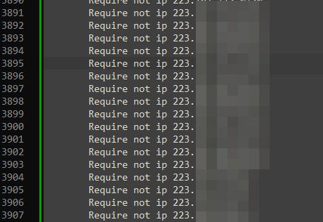 a list showing almost 4000 ip ranges being blocked