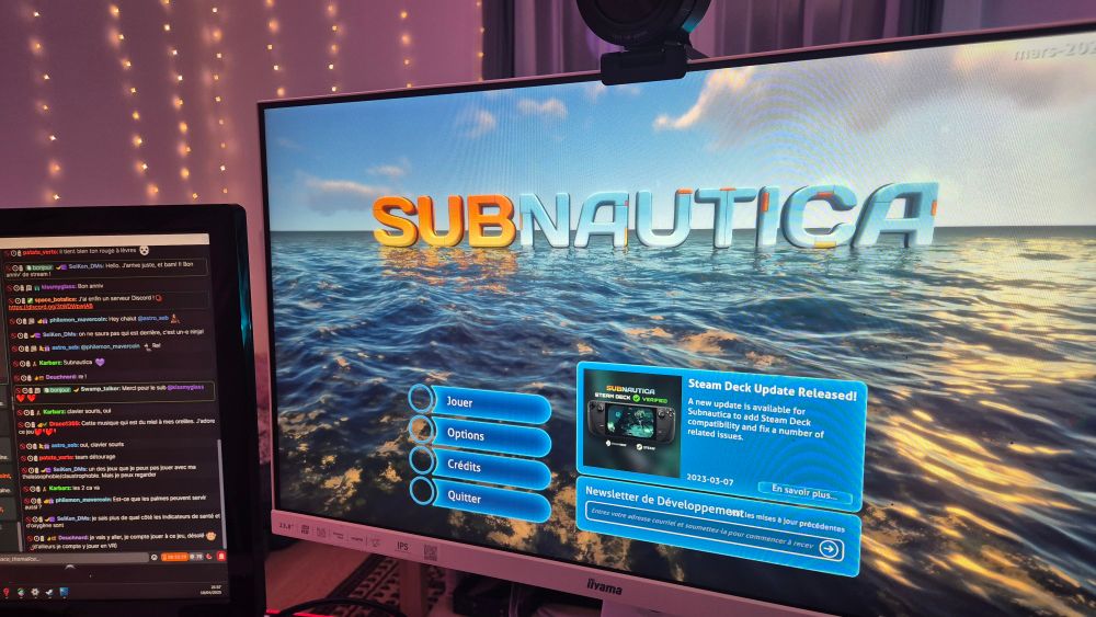 Photo de l'écran d'ordinateur d'Alice avec le jeu Subnautica lancé