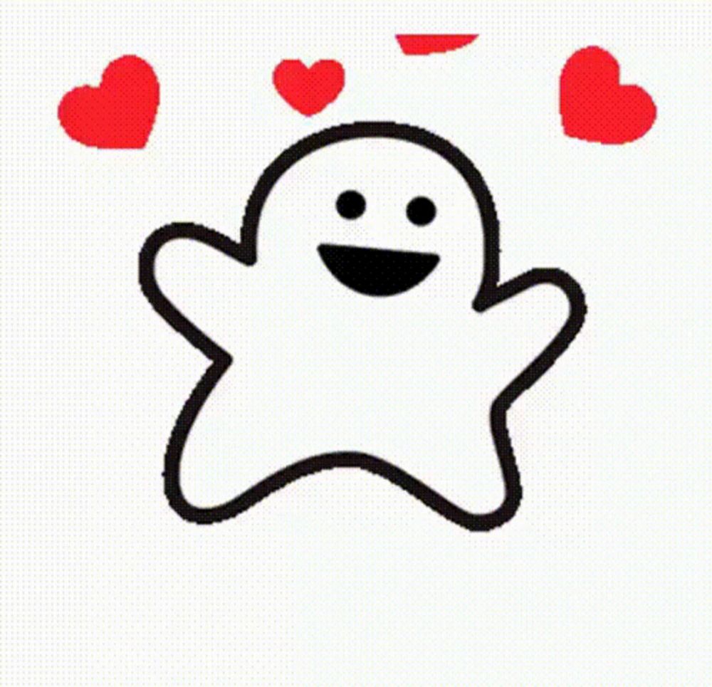 a drawing of a ghost with red hearts around his eyes .