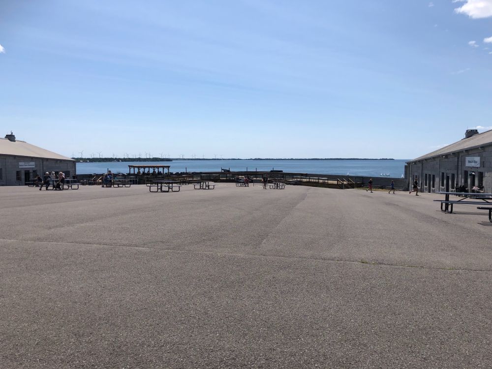 Looking down toward the end of Lake Ontario/St. Lawrence River through the inside of Fort Henry.