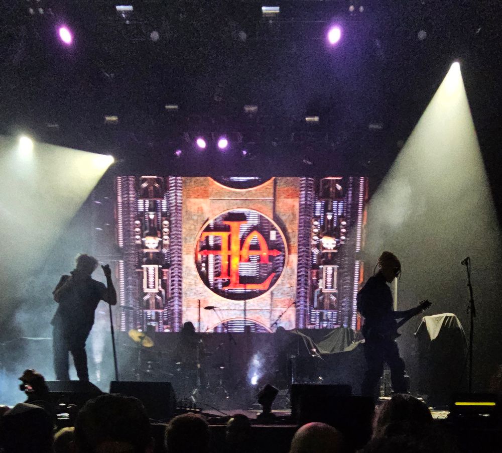 Front Line Assembly, mostly in the dark.