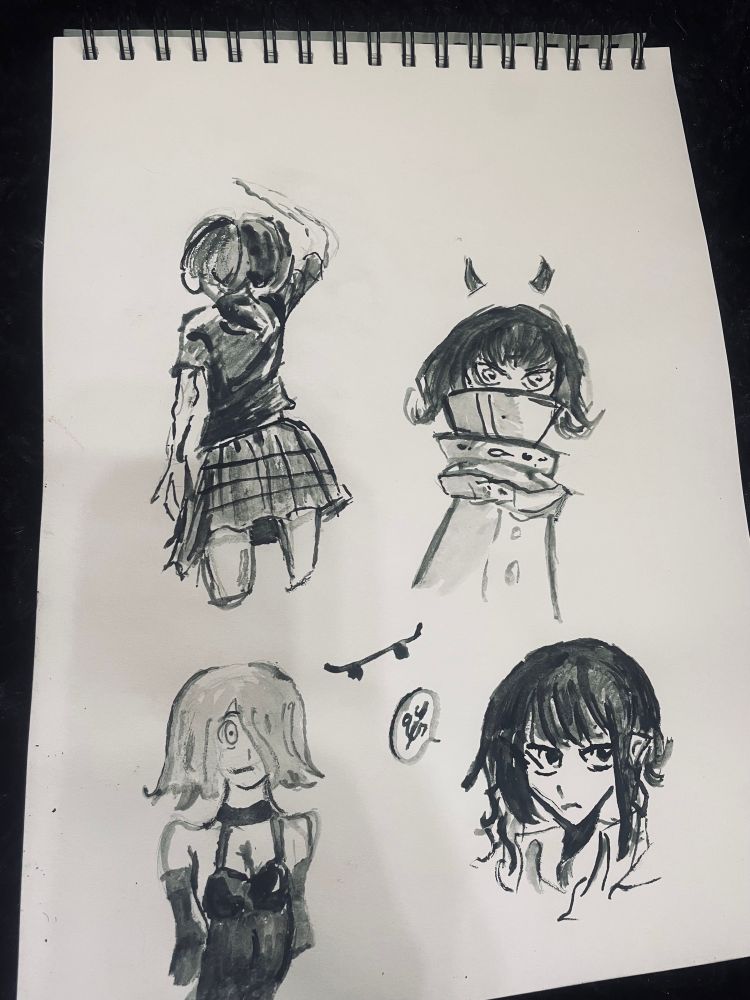some doodles I drew on my sketch using black watercolor 