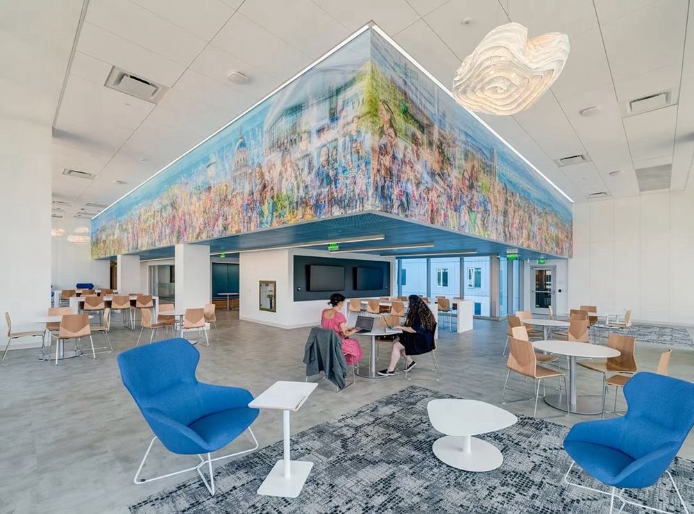 110 foot photographic mural depicting San Francisco. Installed at UC Law SF