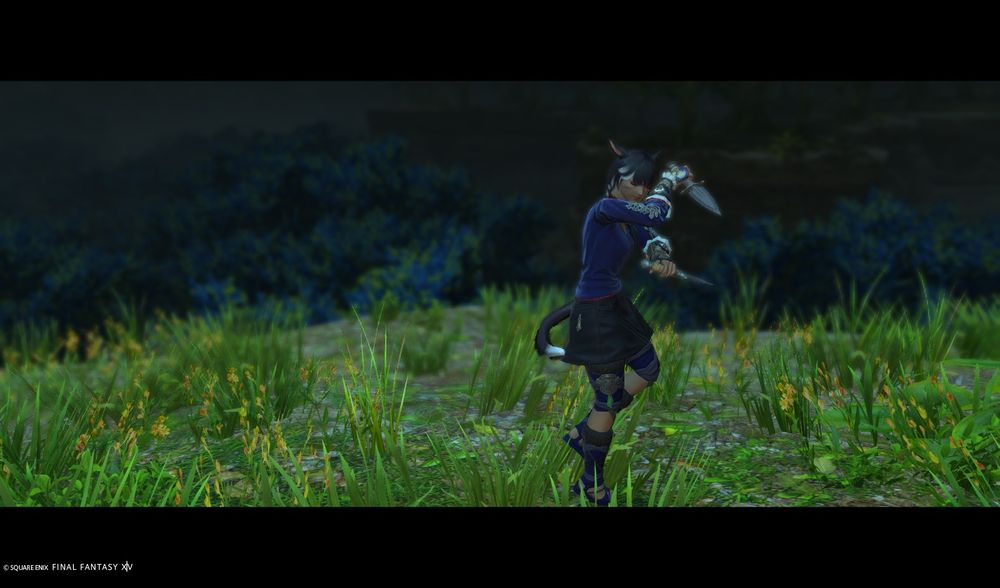 Mihke's youngest child, Kayanikwe, practicing as a ninja in Yak T'el in the moonlight.