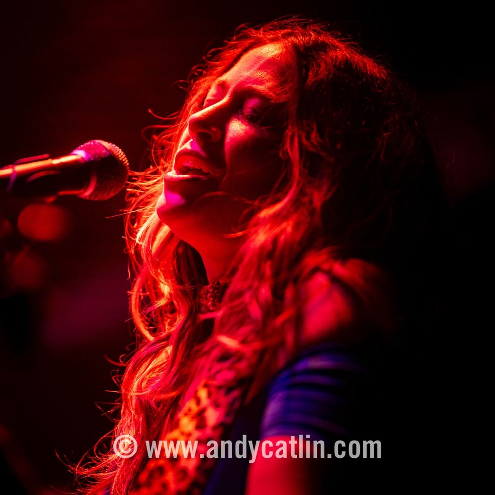 A singer onstage during a concert 
