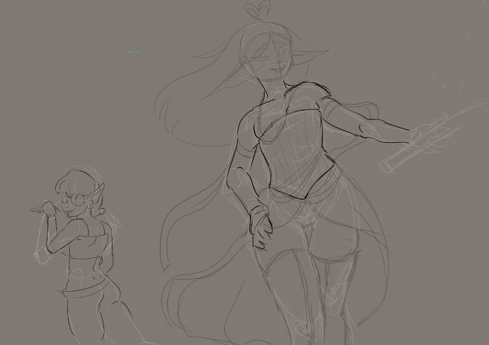 On the left is a nerdy looking woman in sweatpants, and on the right is her avatar: an elven warrior wielding a baseball bat