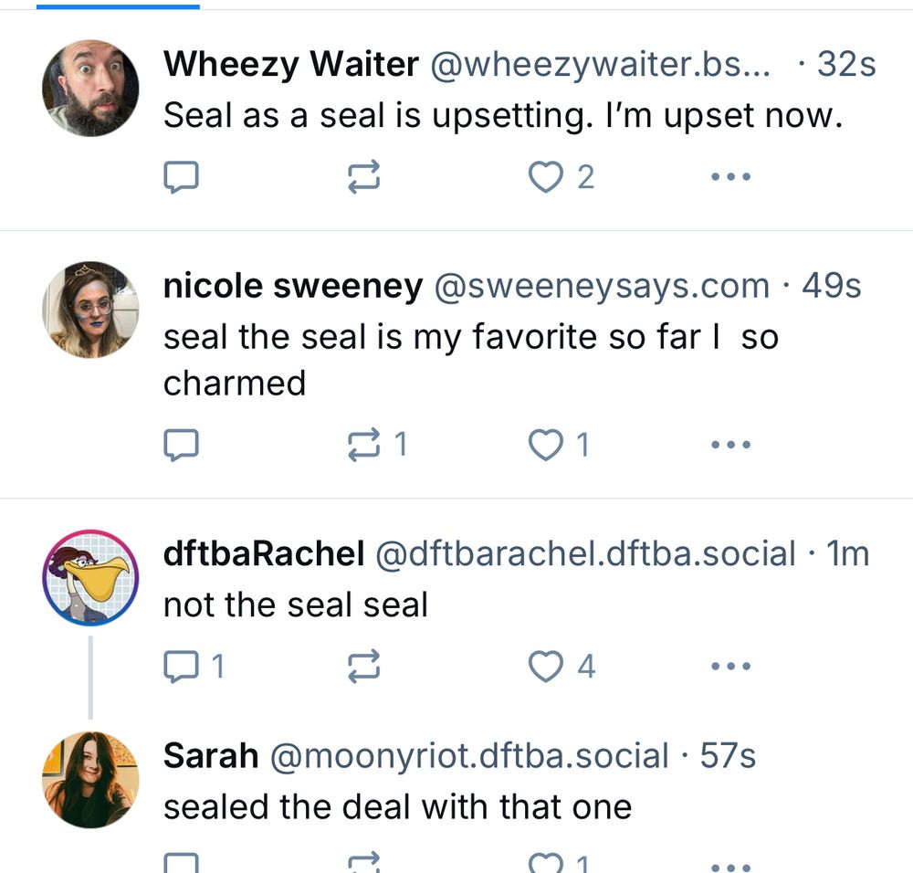a screenshot of many tweets about seal the seal, for and against 