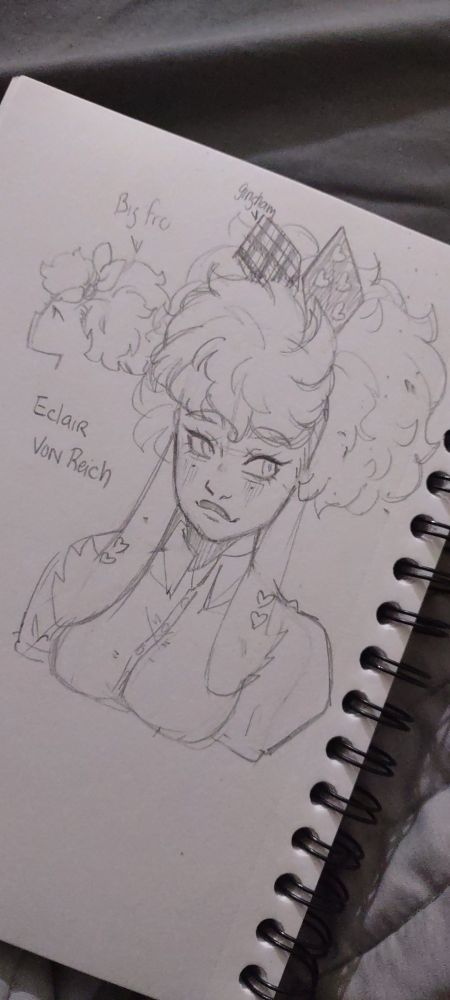 Pencil sketch of a cute furfrou girl gijinka 